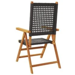 VidaXL - Verstelbare Tuinstoelen - Zwart - Poly Rattan En Hout Zwart - 4 Stuks -Leenbakker Winkel 292af10976ad483b9924247679c2f8a0