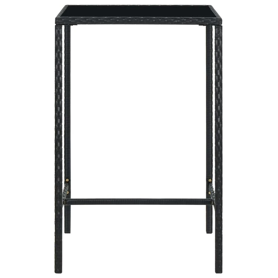 VidaXL - Tuinbartafel - Zwart - Poly Rattan En Glas - 70 X 70 X 110 Cm 2 VidaXL - Tuinbartafel - Zwart - Poly Rattan En Glas - 70 X 70 X 110 Cm - Afbeelding 2