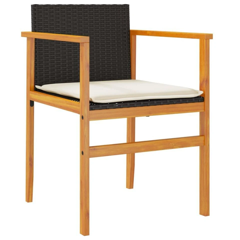VidaXL - Tuinstoelen - Kussens - Zwart - Poly Rattan - 2 Stuks - 55x55x78 Cm 4 VidaXL - Tuinstoelen - Kussens - Zwart - Poly Rattan - 2 Stuks - 55x55x78 Cm - Afbeelding 4