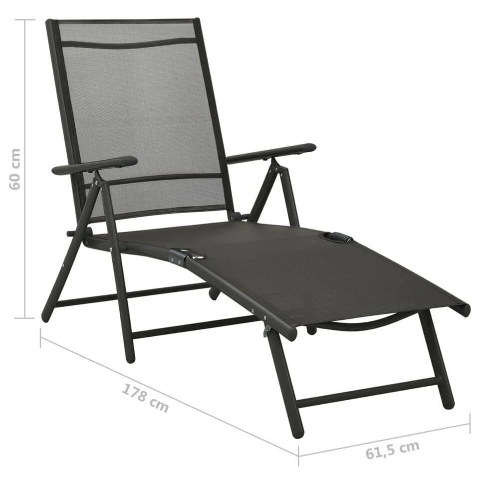 VidaXL - Loungeset - Zwart - Aluminium 12 VidaXL - Loungeset - Zwart - Aluminium - Afbeelding 12