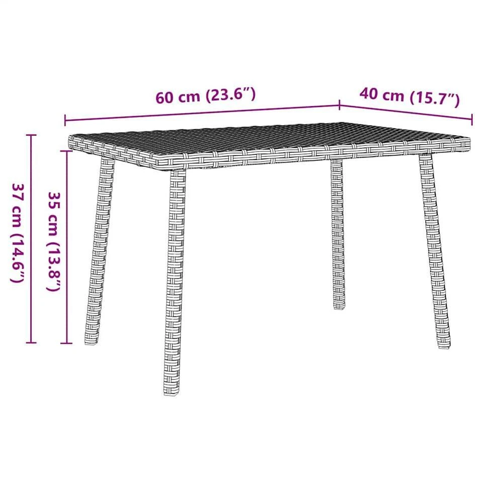 VidaXL - Tuin Salontafel - Grijs - Poly Rattan - 60 X 40 X 37 Cm 8 VidaXL - Tuin Salontafel - Grijs - Poly Rattan - 60 X 40 X 37 Cm - Afbeelding 8