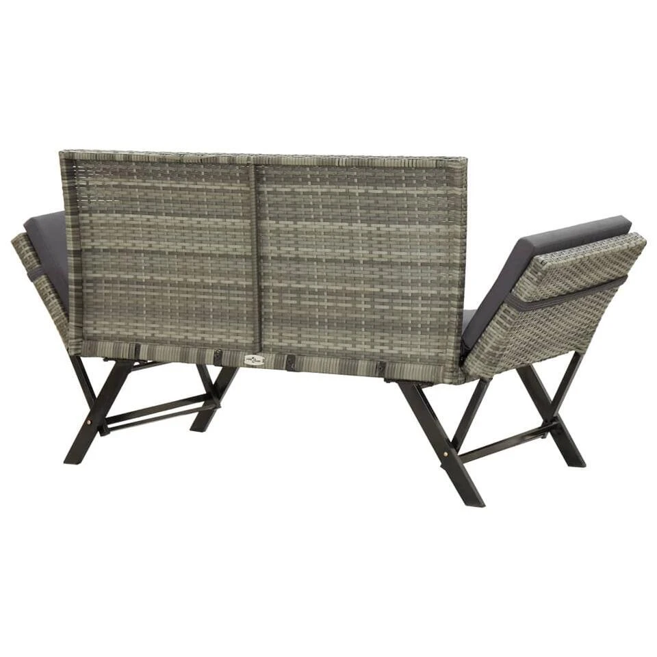 VidaXL - Tuinbank 2-in-1 - Grijs - Poly Rattan -176 Cm - Met Kussens 4 VidaXL - Tuinbank 2-in-1 - Grijs - Poly Rattan -176 Cm - Met Kussens - Afbeelding 4