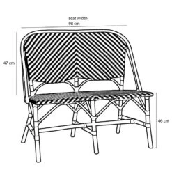 Mica Decorations Mandox Bank - L98 X B60 X H93 Cm - Rotan - Zwart, Wit 18 Mica Decorations Mandox Bank - L98 X B60 X H93 Cm - Rotan - Zwart, Wit -Leenbakker Winkel 31983fcbea034460b79c62562b709497