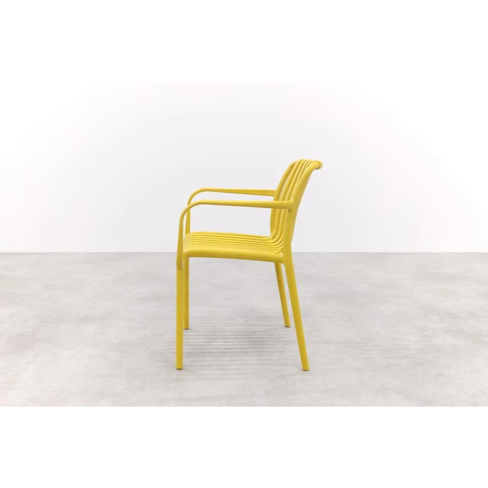 Stripe Stapelbare Tuinstoel - Mosterdgeel 5 Stripe Stapelbare Tuinstoel - Mosterdgeel - Afbeelding 5