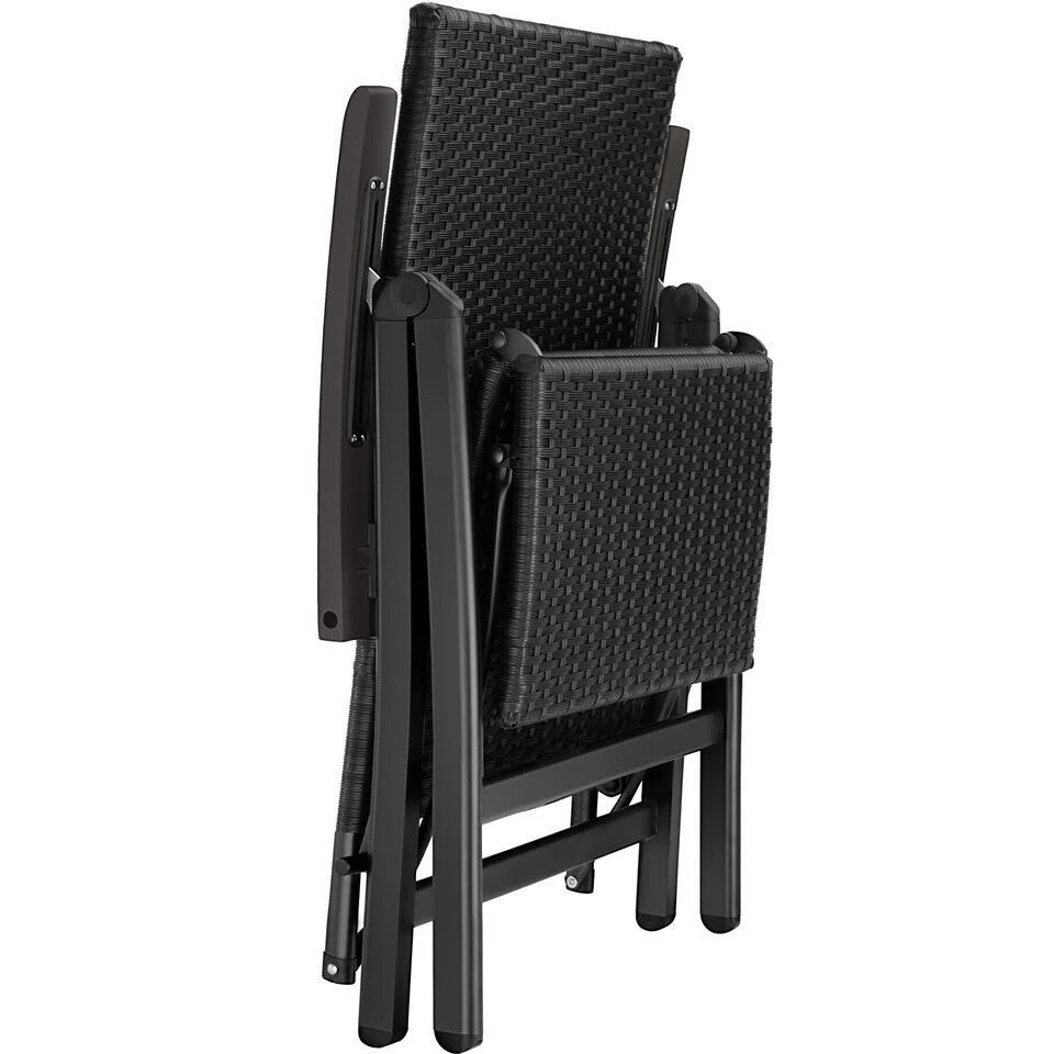 Tectake Wicker Tuinstoel Opklapbaar Met Aluminium Frame En Voetsteun, Zwart 7 Tectake Wicker Tuinstoel Opklapbaar Met Aluminium Frame En Voetsteun, Zwart - Afbeelding 7