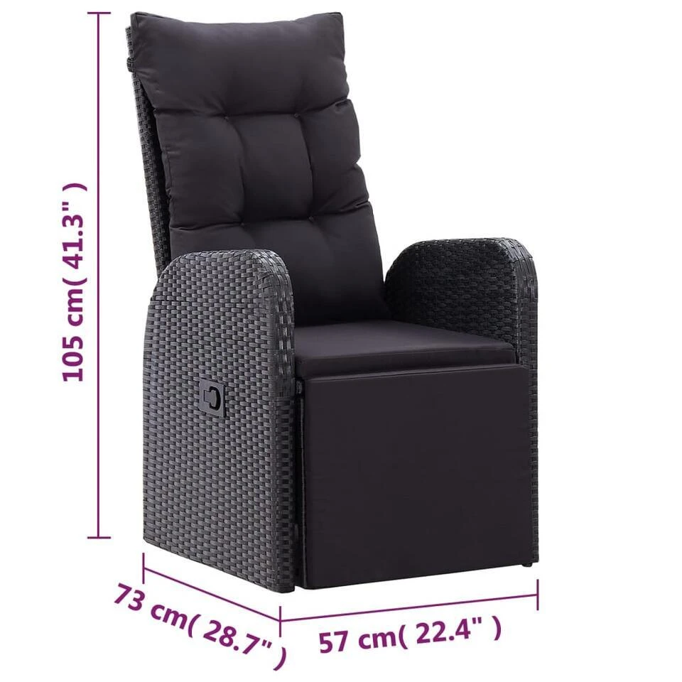 VidaXL - Zitstoel - Zwart - Poly Rattan 10 VidaXL - Zitstoel - Zwart - Poly Rattan - Afbeelding 10