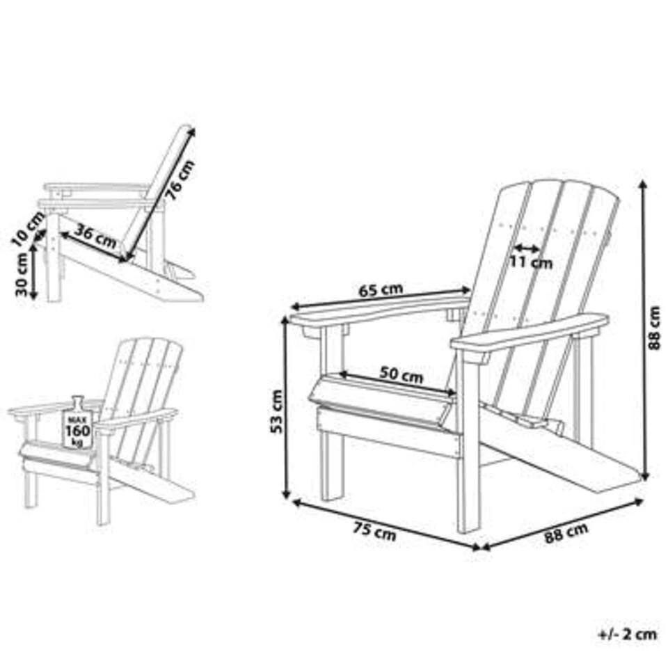 ADIRONDACK - Tuinstoel - Grijs - Kunsthout 8 ADIRONDACK - Tuinstoel - Grijs - Kunsthout - Afbeelding 8