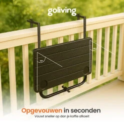 Goliving Balkontafel - Inklapbaar - Hangend - 60 X 40 Cm - Hoogteverstelbaar -Leenbakker Winkel 3d702d06715847f19ddc0584e7998d6b