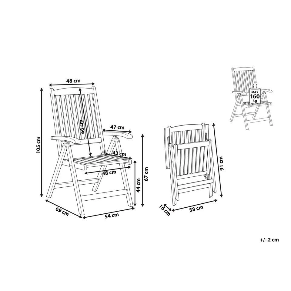 AMANTEA - Tuinstoel - Donkere Houtkleur - Acaciahout 3 AMANTEA - Tuinstoel - Donkere Houtkleur - Acaciahout - Afbeelding 3