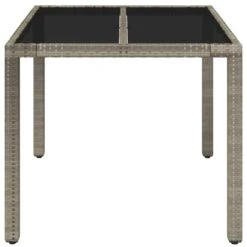 VidaXL - Tuintafel Met Glazen Blad - Grijs - Poly Rattan - 90 X 90 X 75 Cm -Leenbakker Winkel 41867f82e74541efad7d1f04327b1059