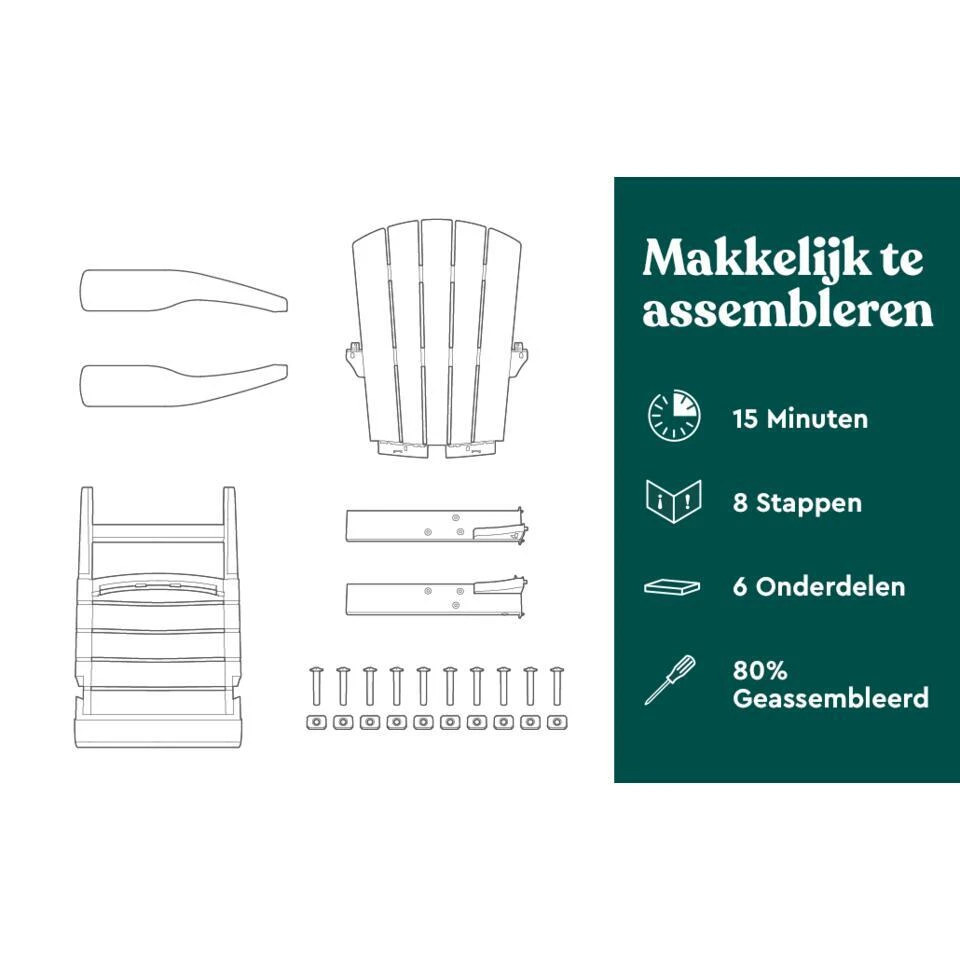 Keter Troy Adirondack Tuinstoel - Set Van 2 - 85x80x96.5cm - Wit 9 Keter Troy Adirondack Tuinstoel - Set Van 2 - 85x80x96.5cm - Wit - Afbeelding 9