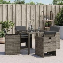 VidaXL - Tuinstoelen Met Kussens - Grijs - Poly Rattan - 4 Stuks -Leenbakker Winkel 4b8403a01a7747409e23e097b4991347