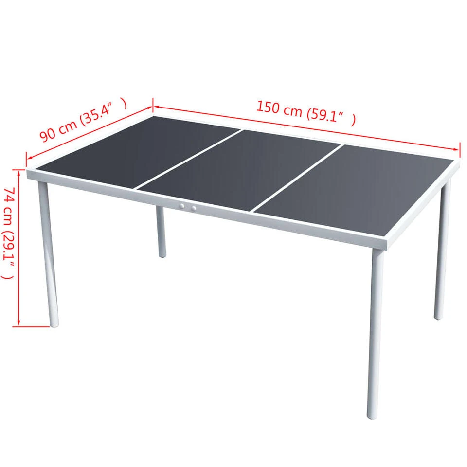 VidaXL - Tuintafel - Zwart - Glas - 1 Pcs 4 VidaXL - Tuintafel - Zwart - Glas - 1 Pcs - Afbeelding 4