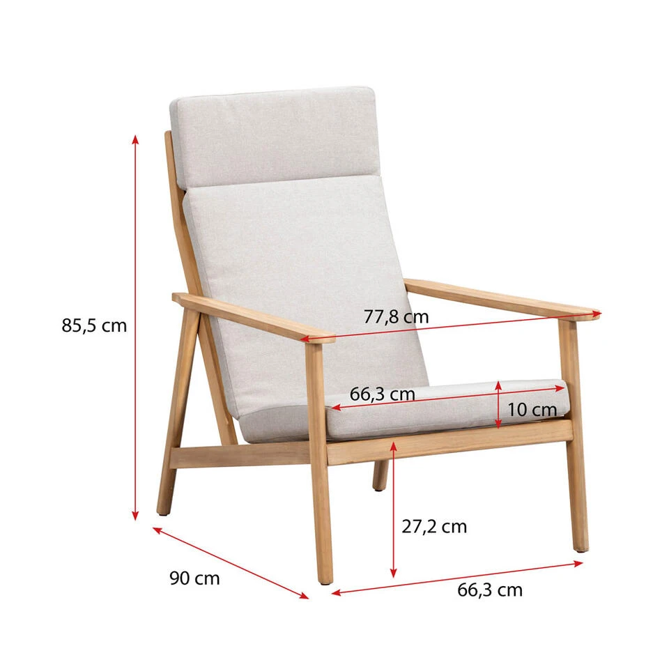 Lounge Fauteuil Jura - Acacia/grijs 7 Lounge Fauteuil Jura - Acacia/grijs - Afbeelding 7