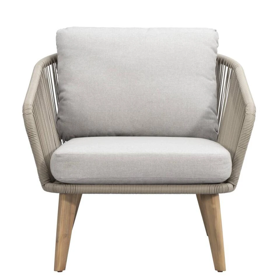 Loungestoel Nant - Wicker/acacia Taupe - 87x79x67 Cm 2 Loungestoel Nant - Wicker/acacia Taupe - 87x79x67 Cm - Afbeelding 2