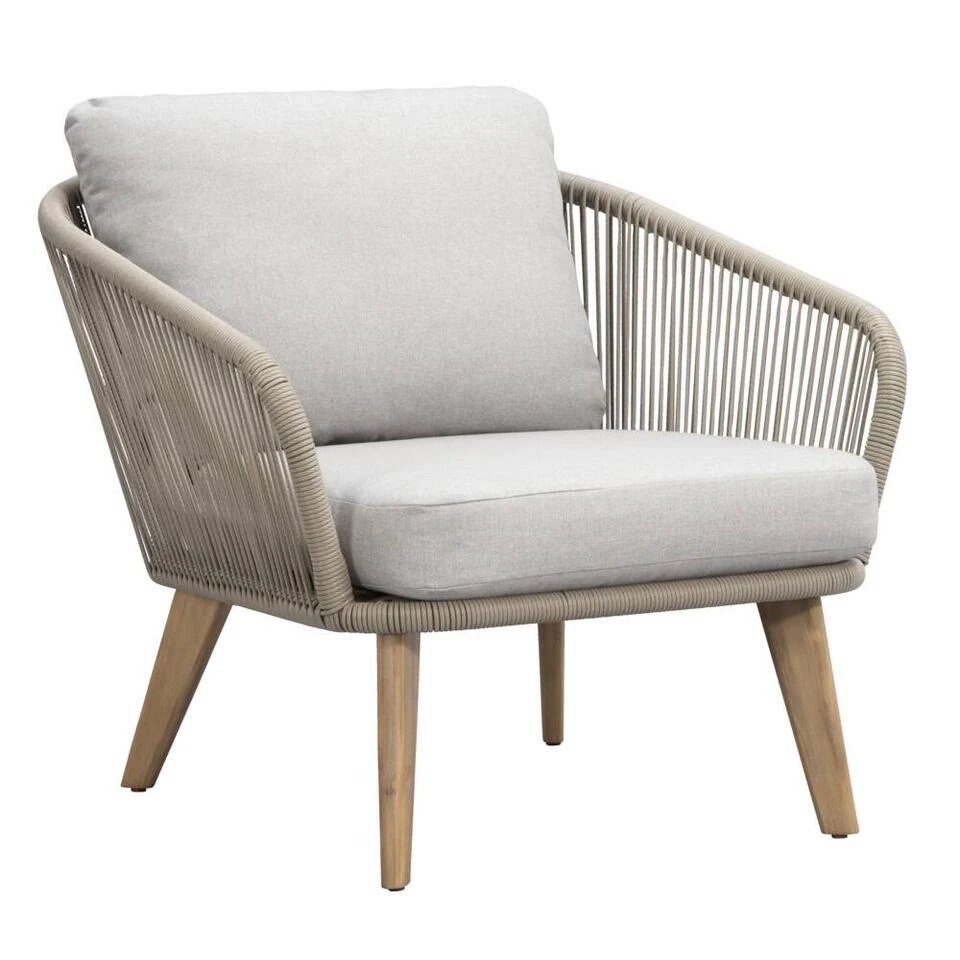 Loungestoel Nant - Wicker/acacia Taupe - 87x79x67 Cm 1 Loungestoel Nant - Wicker/acacia Taupe - 87x79x67 Cm