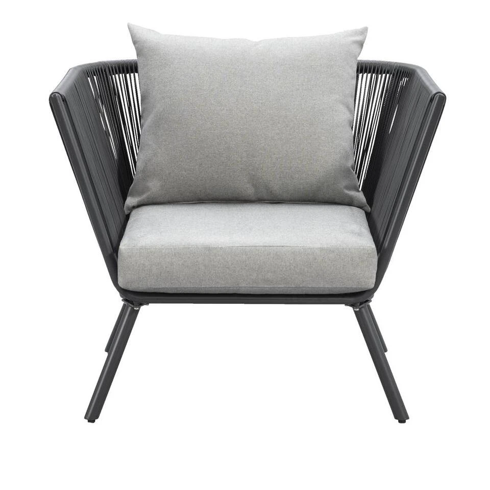 Loungestoel Almeria - Antraciet - 75x89x75 Cm 2 Loungestoel Almeria - Antraciet - 75x89x75 Cm - Afbeelding 2