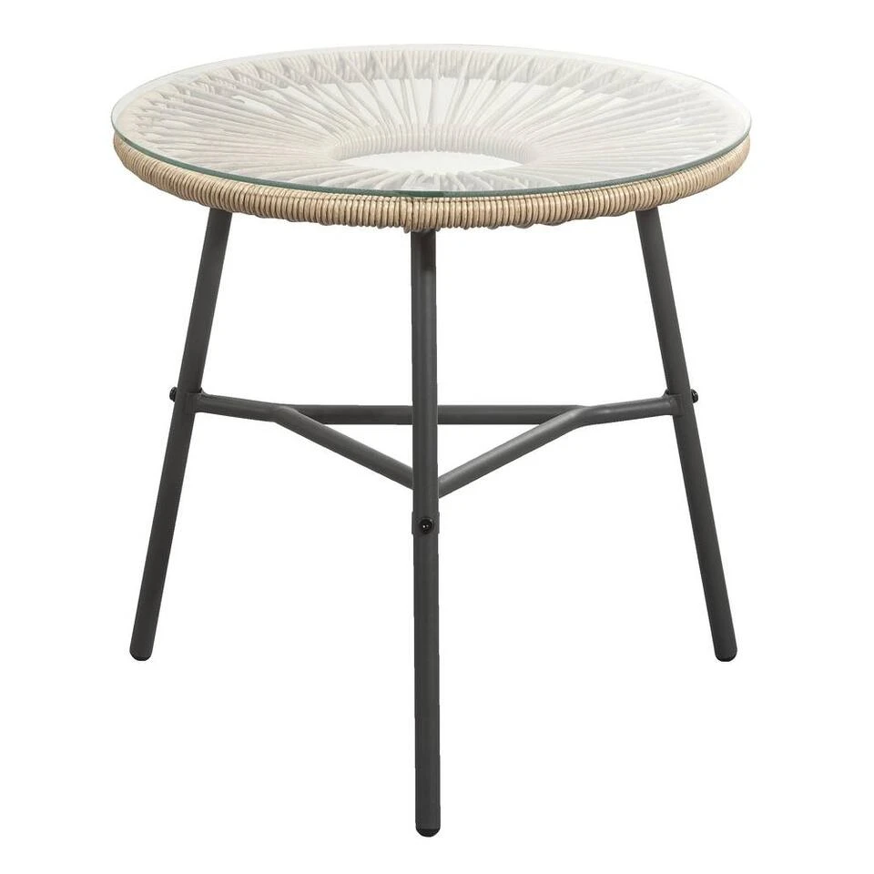 Bijzettafel Formentera - Naturel/antraciet - 50xØ50 Cm 1 Bijzettafel Formentera - Naturel/antraciet - 50xØ50 Cm