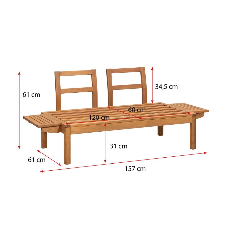 Tuinbank Orleàns - Naturel - 66x157x66 Cm 9 Tuinbank Orleàns - Naturel - 66x157x66 Cm - Afbeelding 9