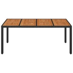 VidaXL - Tuintafel Met Houten Blad - Zwart - Poly Rattan - 190 X 90 X 75 Cm -Leenbakker Winkel 51b3948a988d4f47ac7a050953ccf287