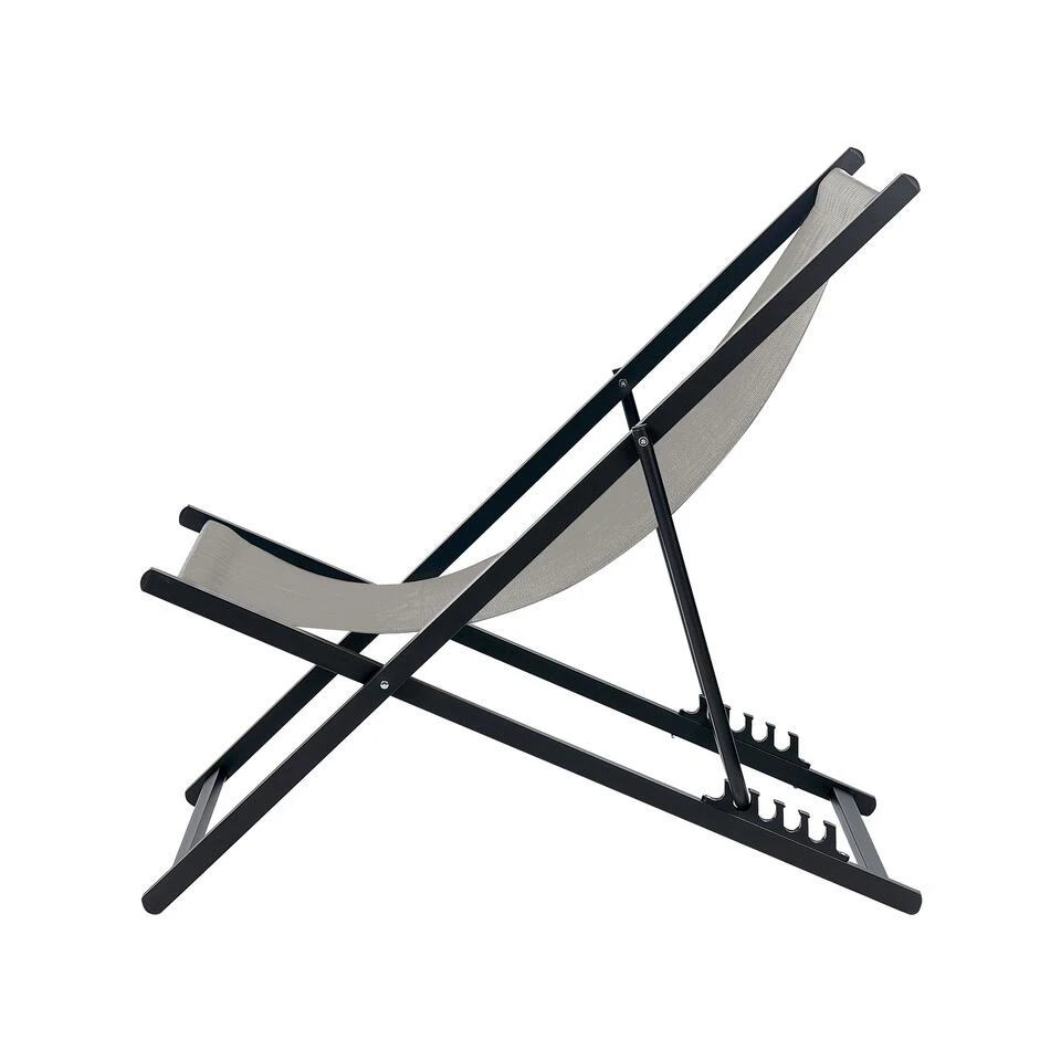 Beliani Tuinligstoel LOCRI II - Grijs Synthetisch Materiaal, Aluminium 4 Beliani Tuinligstoel LOCRI II - Grijs Synthetisch Materiaal, Aluminium - Afbeelding 4