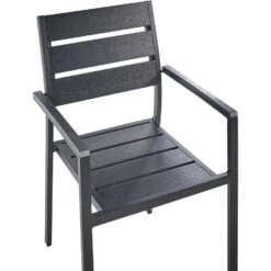 VERNIO - Tuinstoel Set Van 6 - Zwart - Kunsthout/Aluminium -Leenbakker Winkel 5507d9d3d1af479babb8f2371596f01a