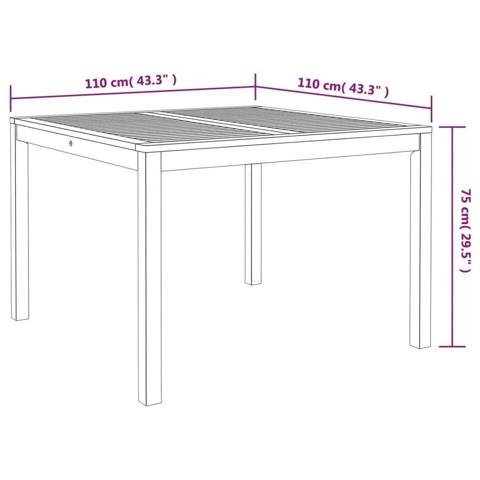 VidaXL - Tuintafel - Bruin - Acaciahout - 110 X 110 X 75 Cm 10 VidaXL - Tuintafel - Bruin - Acaciahout - 110 X 110 X 75 Cm - Afbeelding 10