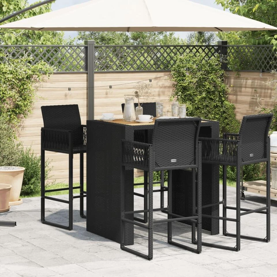 VidaXL - Tuinbartafel - Zwart - Poly Rattan - 105 X 80 X 110 Cm 3 VidaXL - Tuinbartafel - Zwart - Poly Rattan - 105 X 80 X 110 Cm - Afbeelding 3