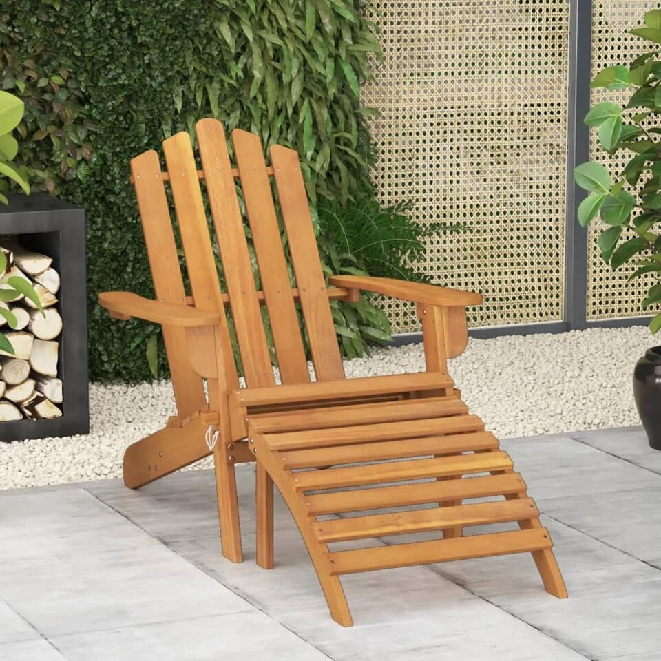 VidaXL Adirondack Tuinstoel Met Voetensteun Massief Acaciahout 2 VidaXL Adirondack Tuinstoel Met Voetensteun Massief Acaciahout - Afbeelding 2