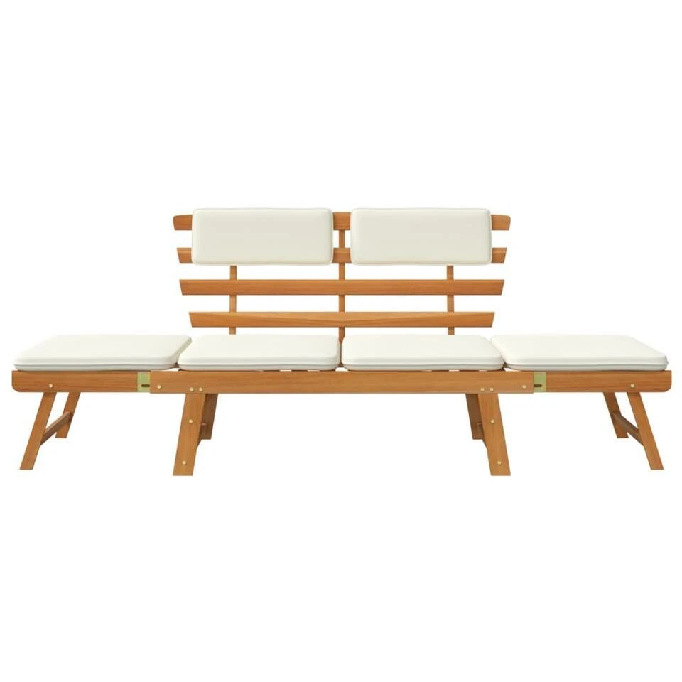 VidaXL - Tuinbank - Crème - Acaciahout - 190 Cm - 2-in-1 - Met Kussen 5 VidaXL - Tuinbank - Crème - Acaciahout - 190 Cm - 2-in-1 - Met Kussen - Afbeelding 5