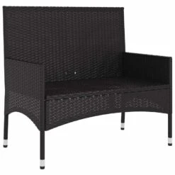 VidaXL - Tuinbank 2-zits - Zwart - Poly Rattan - Met Zwart Kussens -Leenbakker Winkel 58afe5dc5bd94695b5e98bad7791334e
