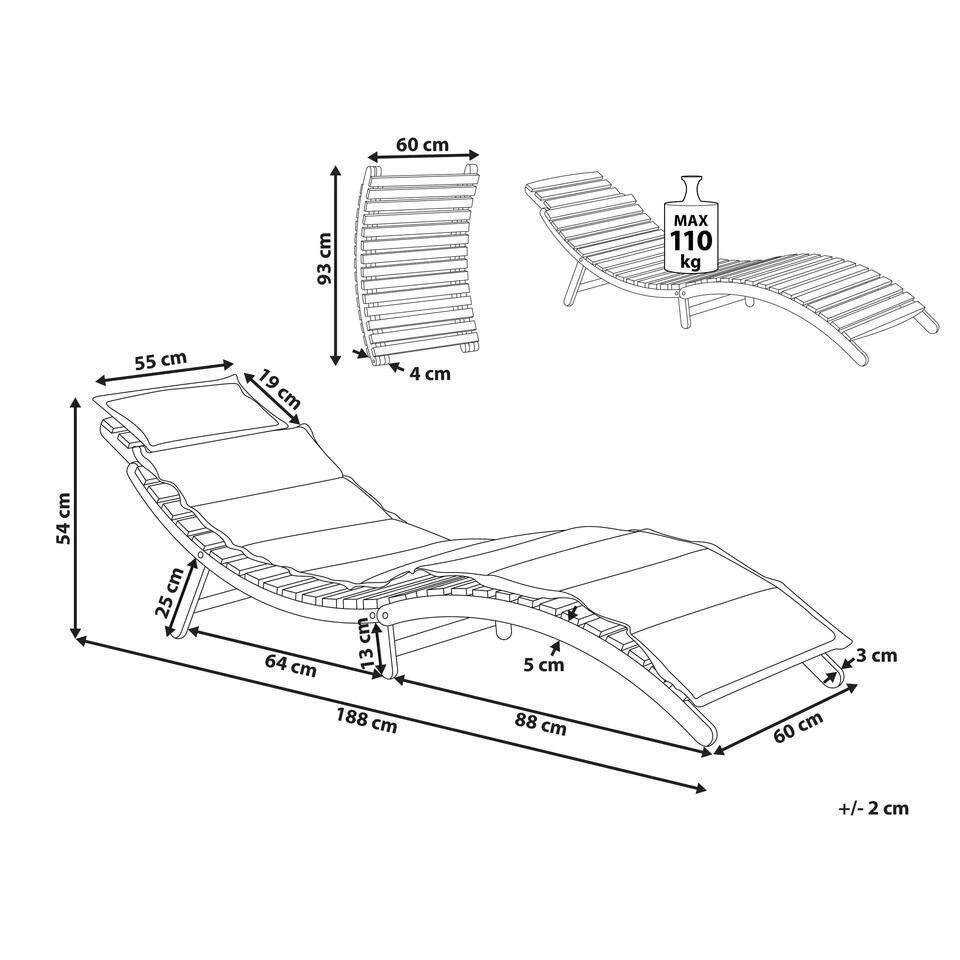 LUINO - Ligstoel - Grijs - Hout 3 LUINO - Ligstoel - Grijs - Hout - Afbeelding 3