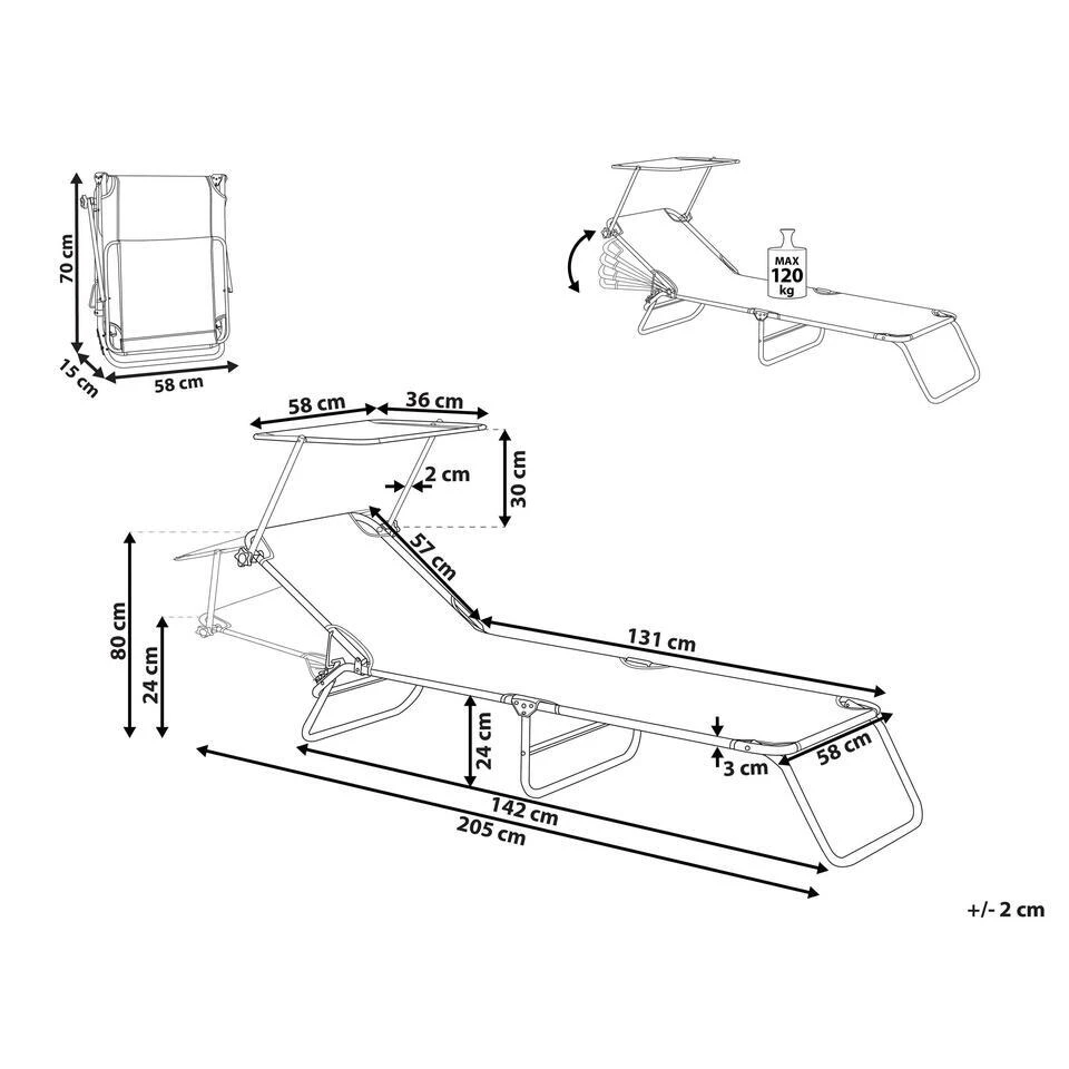 FOLIGNO - Strandstoel - Crème - Polyester 3 FOLIGNO - Strandstoel - Crème - Polyester - Afbeelding 3
