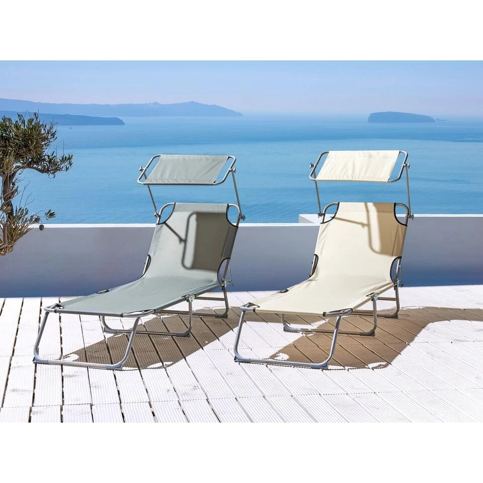 FOLIGNO - Strandstoel - Crème - Polyester 2 FOLIGNO - Strandstoel - Crème - Polyester - Afbeelding 2