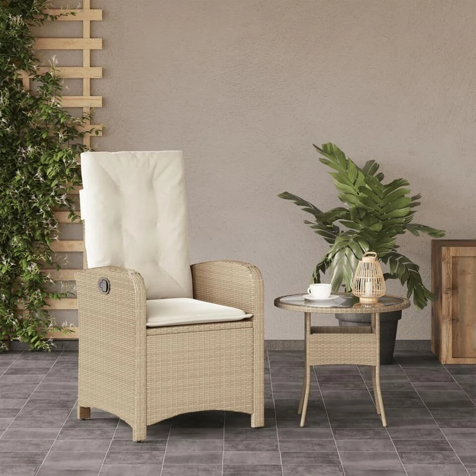 VidaXL - Tuinstoel Verstelbaar Met Kussens - Beige - Poly Rattan - 57x58.5x93 Cm 3 VidaXL - Tuinstoel Verstelbaar Met Kussens - Beige - Poly Rattan - 57x58.5x93 Cm - Afbeelding 3