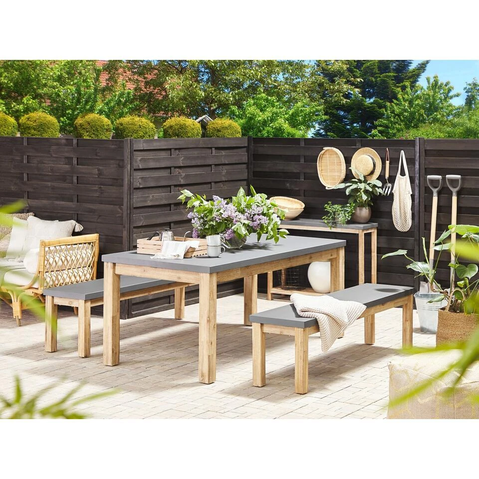 Beliani Eettafel OSTUNI - Grijs Vezelcement 2 Beliani Eettafel OSTUNI - Grijs Vezelcement - Afbeelding 2