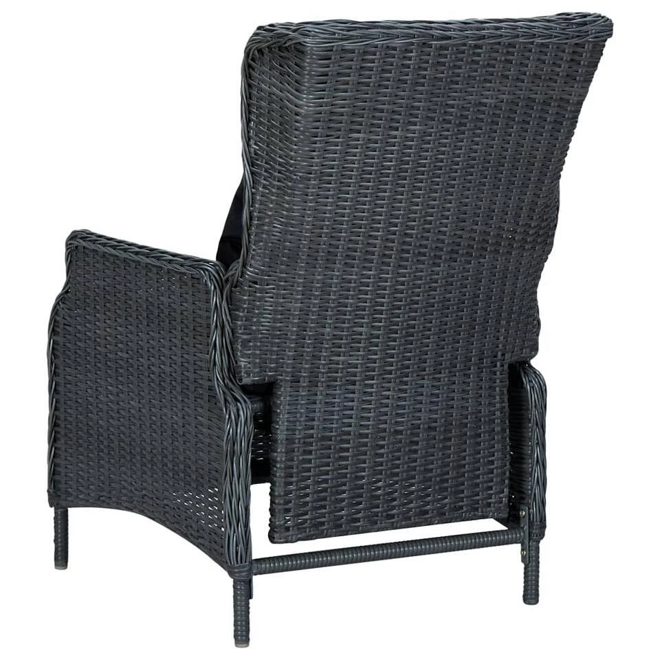 VidaXL Tuinstoel Verstelbaar Met Kussens Poly Rattan Donkergrijs 4 VidaXL Tuinstoel Verstelbaar Met Kussens Poly Rattan Donkergrijs - Afbeelding 4