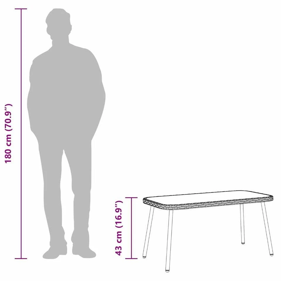 VidaXL - Salontafel - Bruin - Poly Rattan - 90 X 45 X 43 Cm 9 VidaXL - Salontafel - Bruin - Poly Rattan - 90 X 45 X 43 Cm - Afbeelding 9