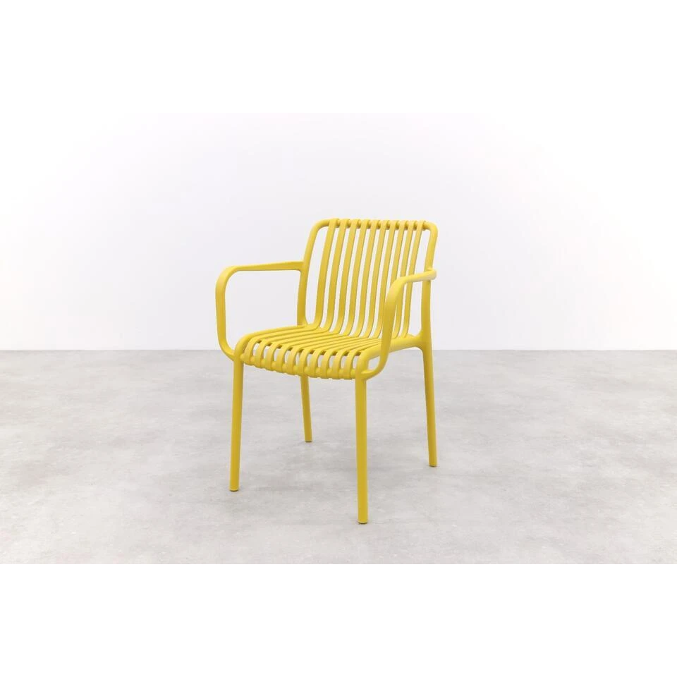 Stripe Stapelbare Tuinstoel - Mosterdgeel 3 Stripe Stapelbare Tuinstoel - Mosterdgeel - Afbeelding 3