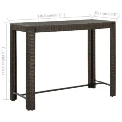 VidaXL - Bistrotafel - Bruin - Poly Rattan - 140.5 X 60.5 X 110.5 Cm -Leenbakker Winkel 69027041eed14f8d97aa7fdee64c980a