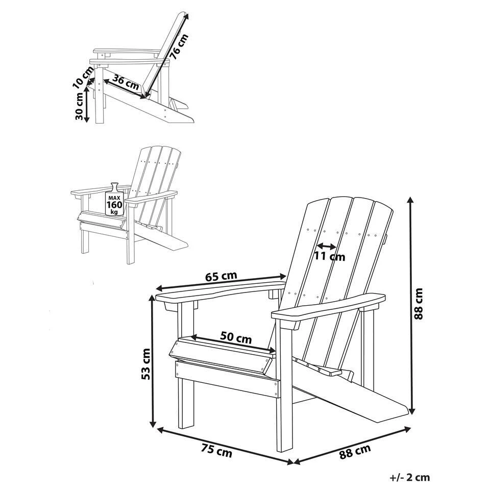 ADIRONDACK - Tuinstoel - Roze - Kunsthout 3 ADIRONDACK - Tuinstoel - Roze - Kunsthout - Afbeelding 3