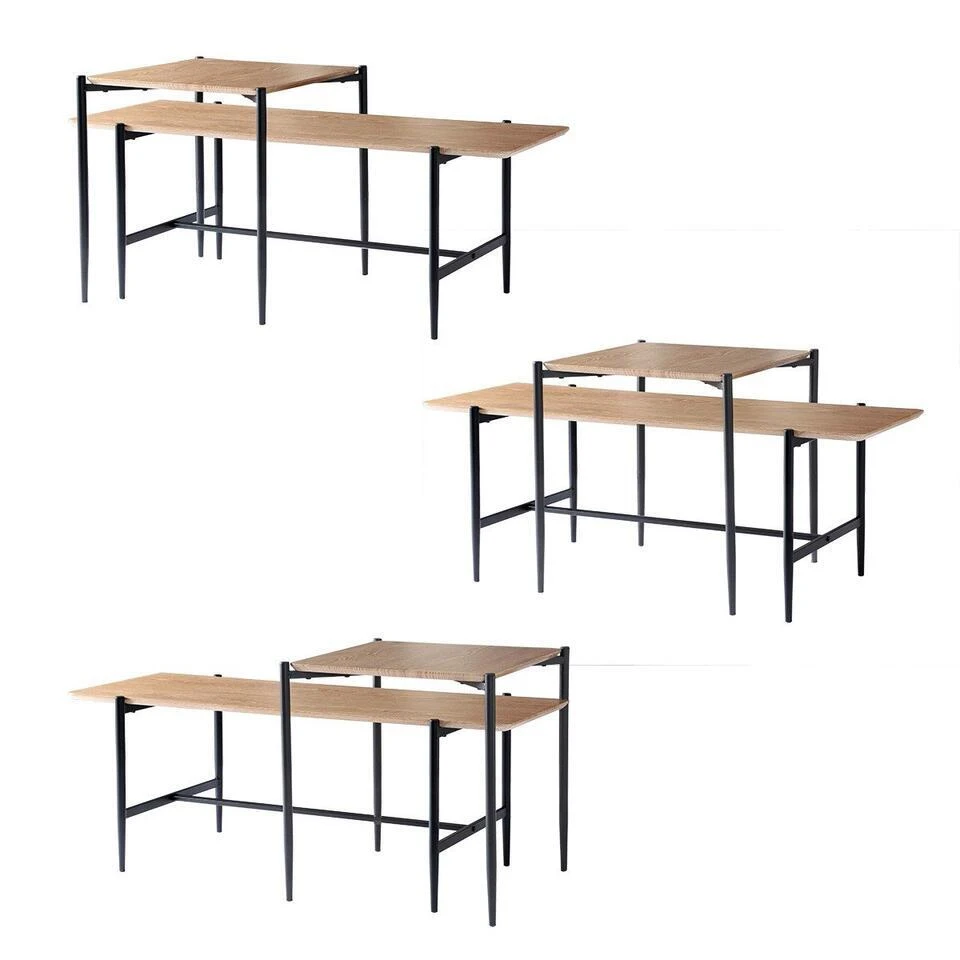 CALICOSY - Set Van 2 Salontafels JESSIE - Licht Hout - 38x100x40 Cm 5 CALICOSY - Set Van 2 Salontafels JESSIE - Licht Hout - 38x100x40 Cm - Afbeelding 5