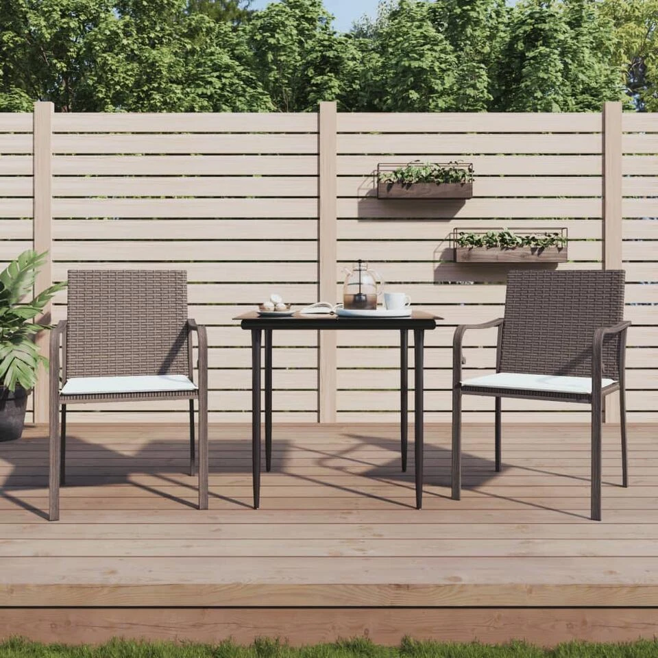 VidaXL - Tuinstoelen Met Kussens - Bruin - Poly Rattan - 2 Stuks - 56x59x84 Cm 2 VidaXL - Tuinstoelen Met Kussens - Bruin - Poly Rattan - 2 Stuks - 56x59x84 Cm - Afbeelding 2