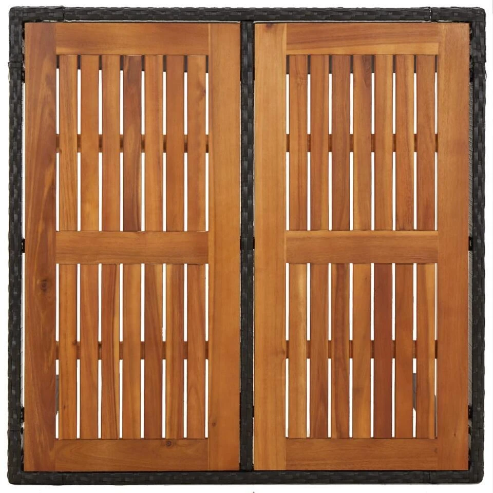 VidaXL - Tuintafel Met Houten Blad - Zwart - Poly Rattan - 90 X 90 X 75 Cm 5 VidaXL - Tuintafel Met Houten Blad - Zwart - Poly Rattan - 90 X 90 X 75 Cm - Afbeelding 5