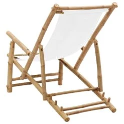 VidaXL - Terrasstoel - Wit - Bamboe En Canvas -Leenbakker Winkel 6f5b6185a6824e27a1b3d64a6936e209