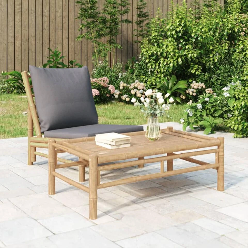 VidaXL - Tuintafel - Bruin - Bamboe - 100 X 55 X 33 Cm 2 VidaXL - Tuintafel - Bruin - Bamboe - 100 X 55 X 33 Cm - Afbeelding 2