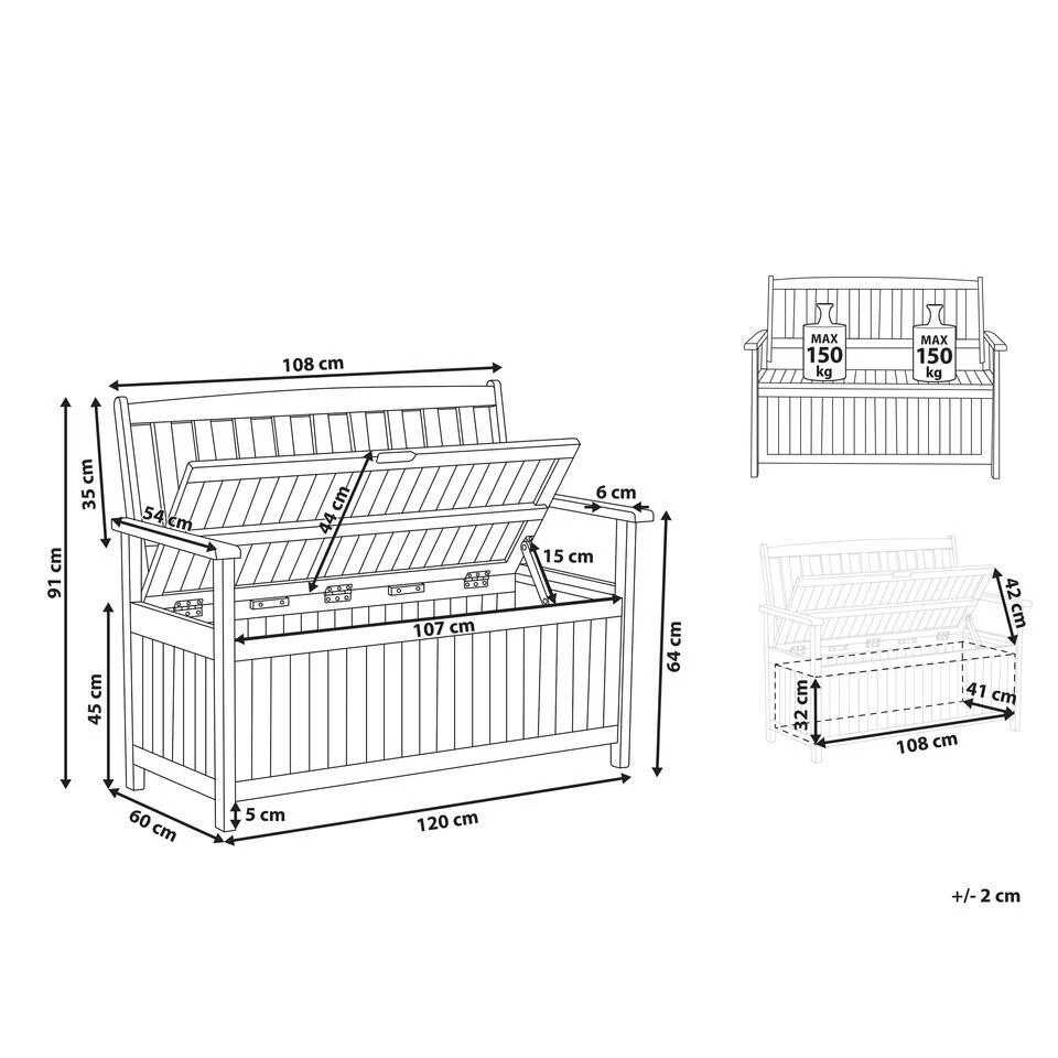 SOVANA - Tuinbank - Donkerhout/Wit - Acaciahout 3 SOVANA - Tuinbank - Donkerhout/Wit - Acaciahout - Afbeelding 3