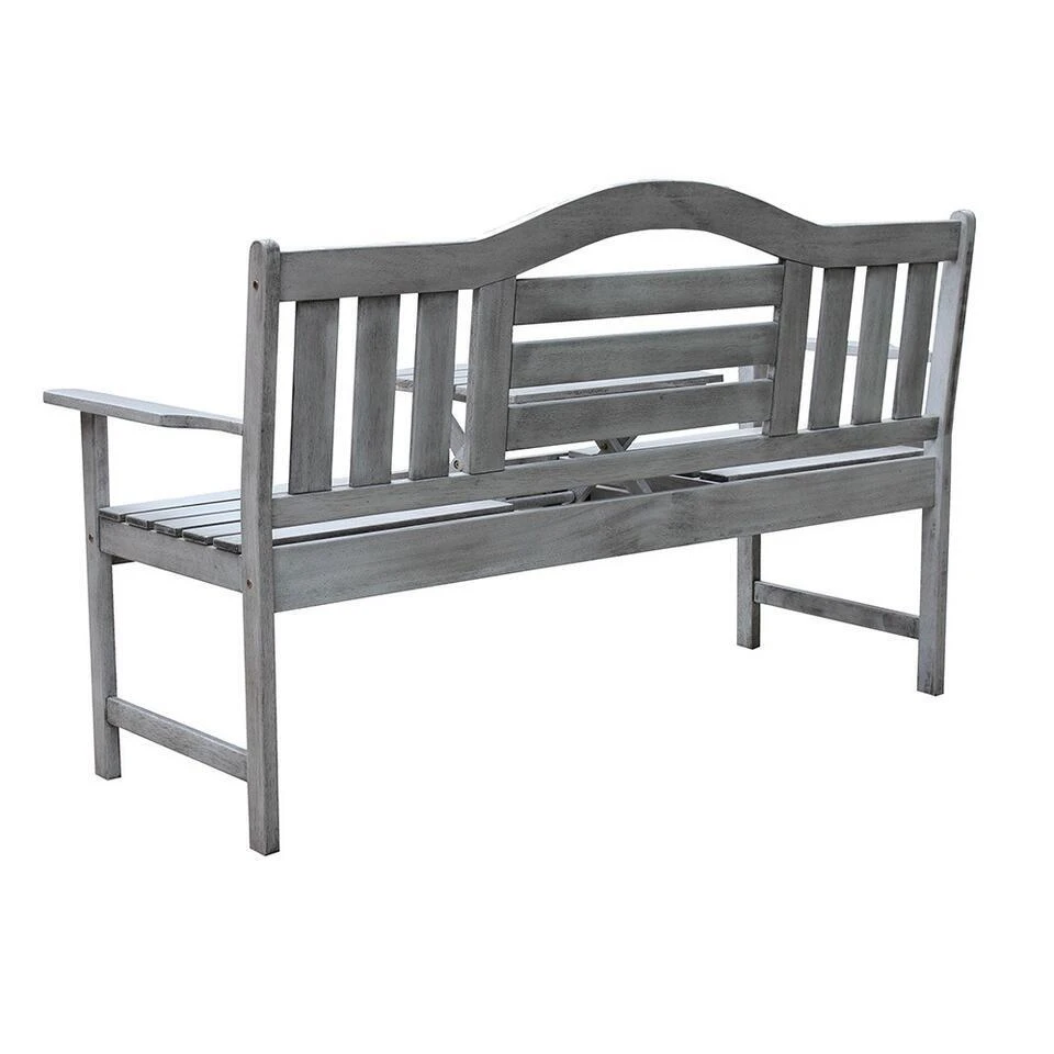 SenS-Line Nevada Tuinbank Met Uitklapbaar Tafeltje - Grijs - 150 Cm - Meranti H 6 SenS-Line Nevada Tuinbank Met Uitklapbaar Tafeltje - Grijs - 150 Cm - Meranti H - Afbeelding 6