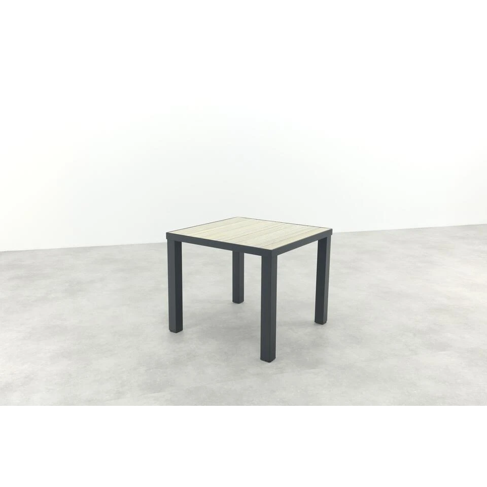 VDG Nola Tuintafel 90x90 Cm. - Antraciet/Houtlook 2 VDG Nola Tuintafel 90x90 Cm. - Antraciet/Houtlook - Afbeelding 2
