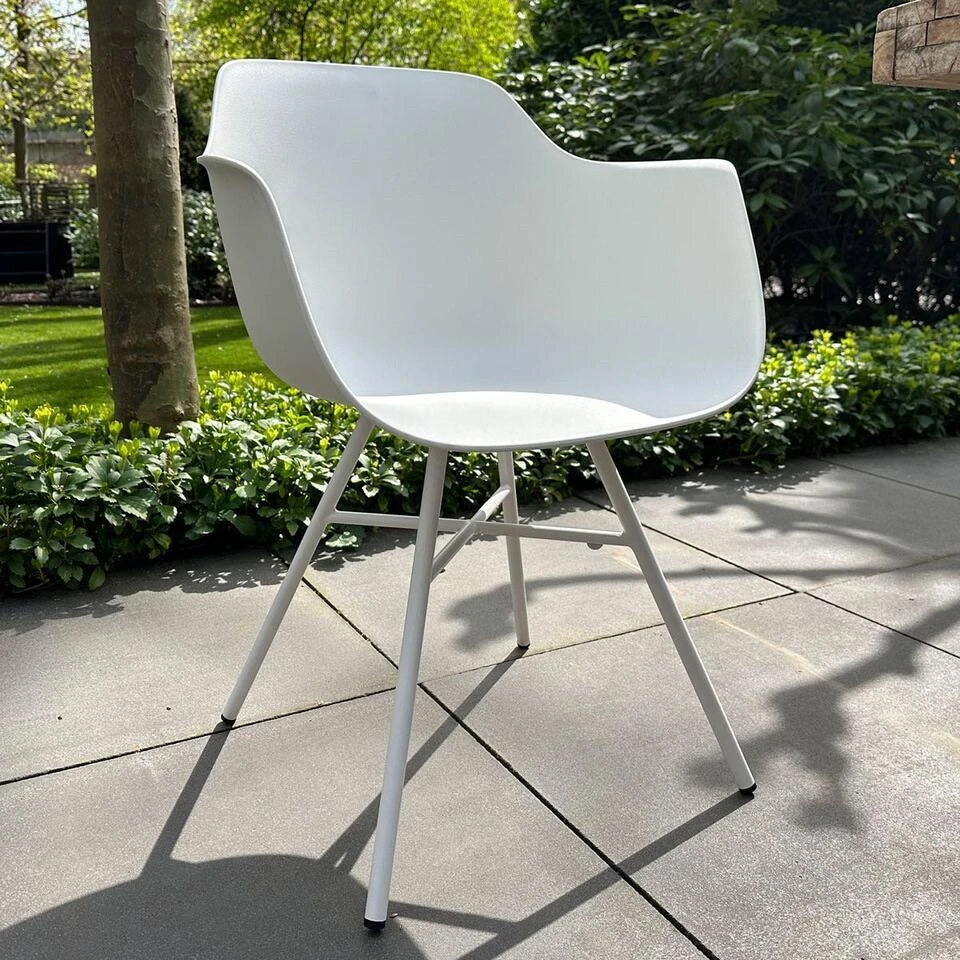 Nolon Noa-Puk Kunststof Tuinstoel Wit - Wit Onderstel 2 Nolon Noa-Puk Kunststof Tuinstoel Wit - Wit Onderstel - Afbeelding 2